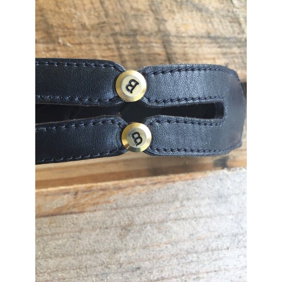 Bally Made In Italy Belt Twist Navy Blue  Leather Gold Tone Buckle main image 11
